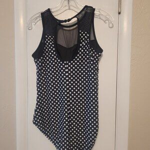 New  Purple & Black Design. polka dot swimsuit - Small  -
